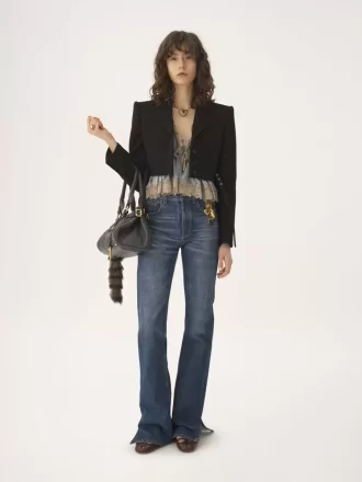 Cropped Spencer jacket in wool crêpe