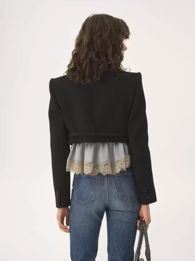 Cropped Spencer jacket in wool crêpe