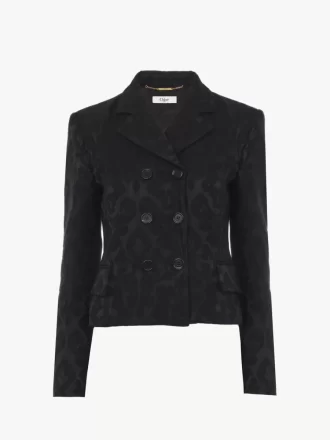 Double-breasted fitted jacket in a wool-mix jacquard