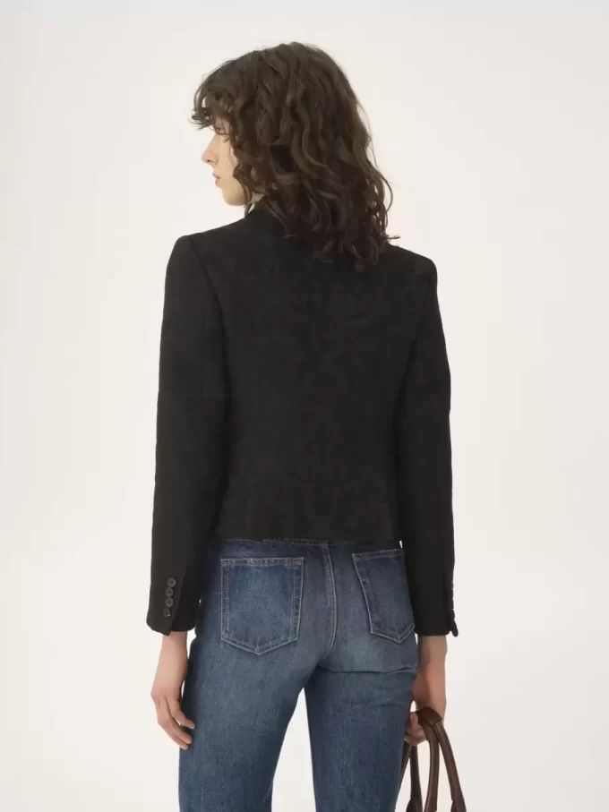 Double-breasted fitted jacket in a wool-mix jacquard