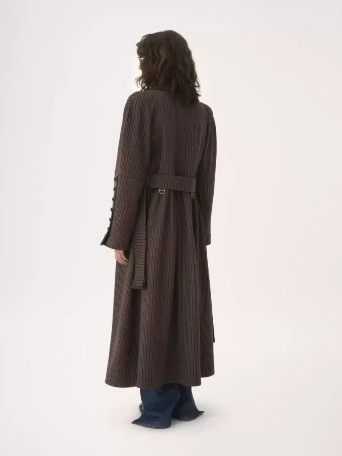 Double-breasted riding coat in houndstooth wool