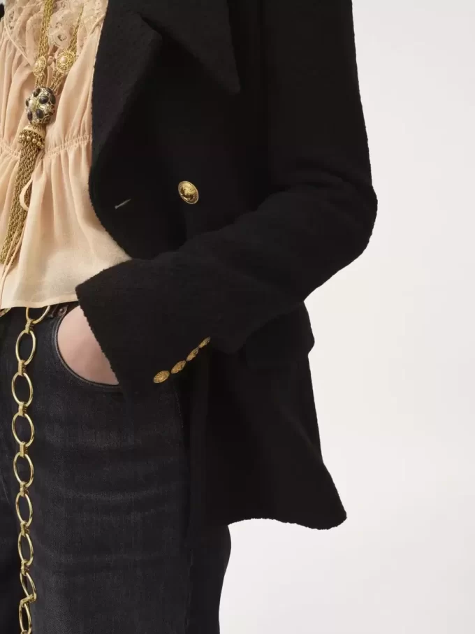 Double-breasted tailored jacket in wool bouclette