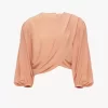 Draped cropped top in crêpe de chine