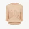 Elbow-sleeve logo sweater in alpaca wool & silk knit