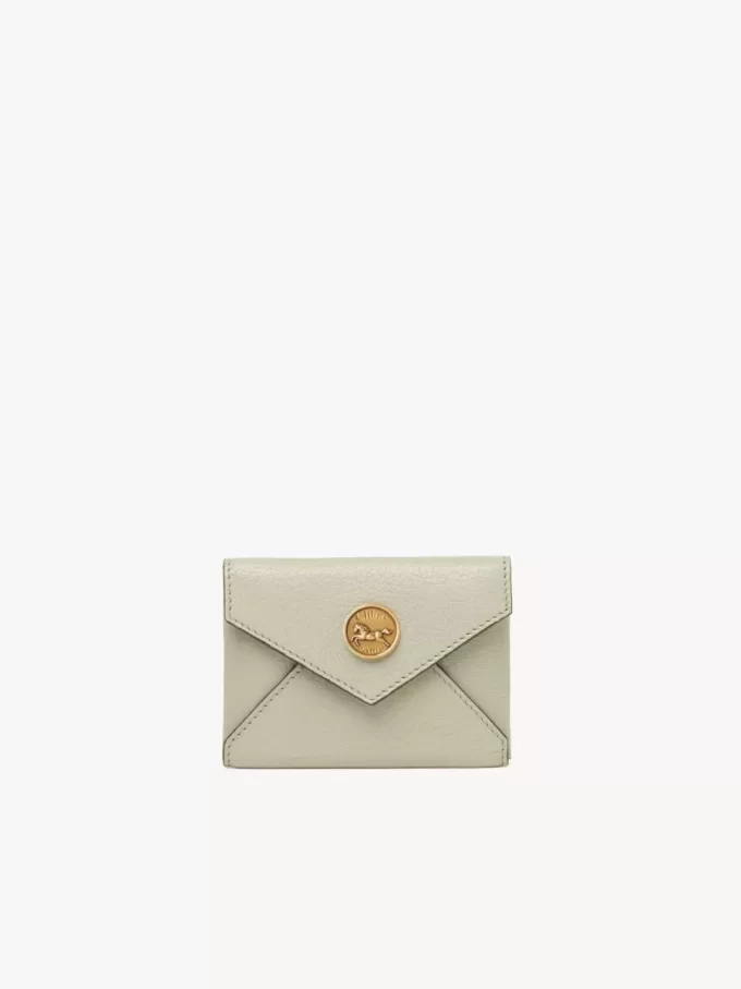 Envelope card holder in grained leather