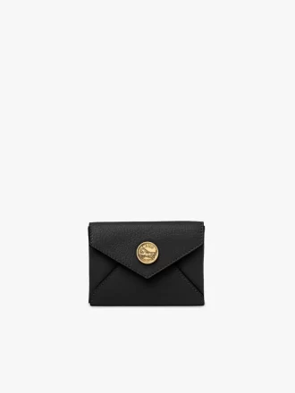 Envelope card holder in grained leather