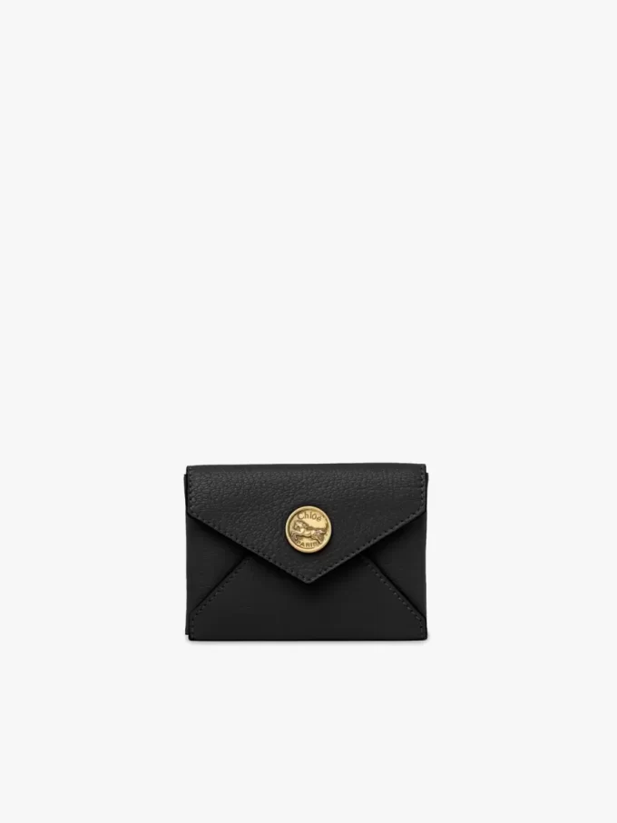 Envelope card holder in grained leather