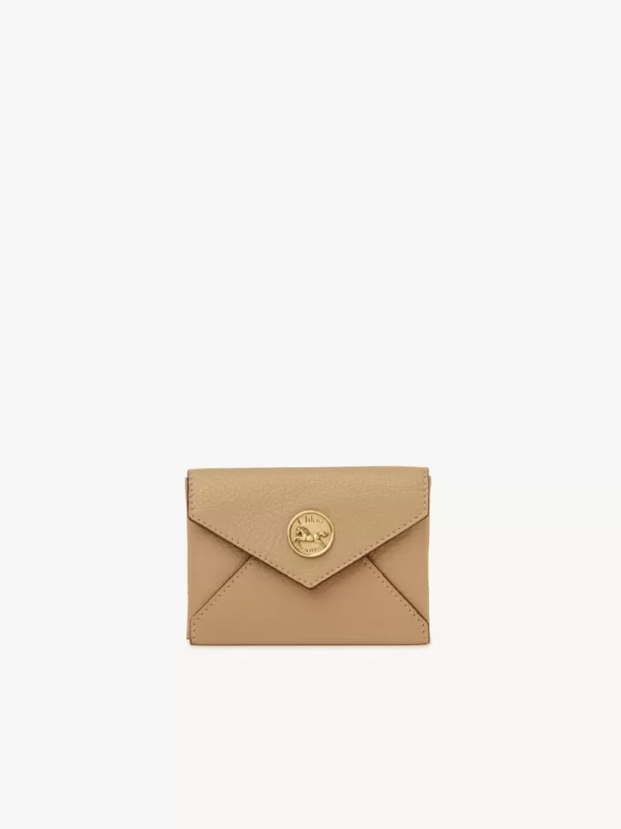 Envelope card holder in grained leather