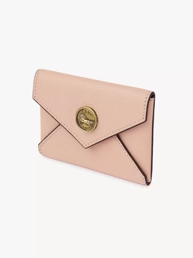 Envelope card holder in grained leather