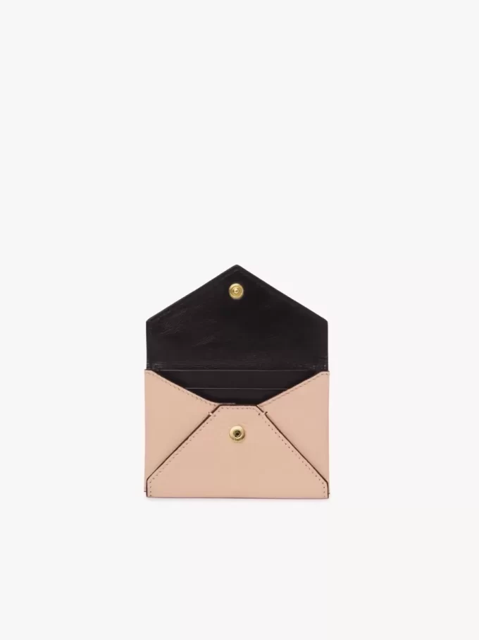 Envelope card holder in grained leather