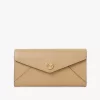 Envelope long wallet with flap in grained leather