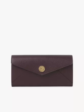 Envelope long wallet with flap in grained leather