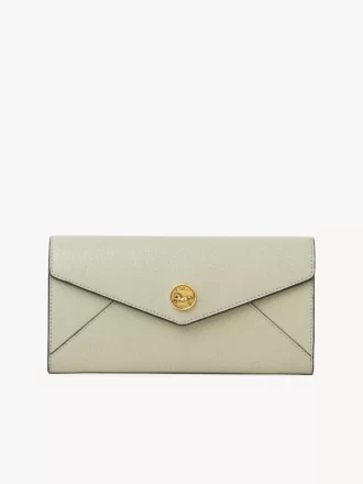Envelope long wallet with flap in grained leather