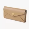 Envelope long wallet with flap in grained leather