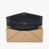 Envelope long wallet with flap in grained leather