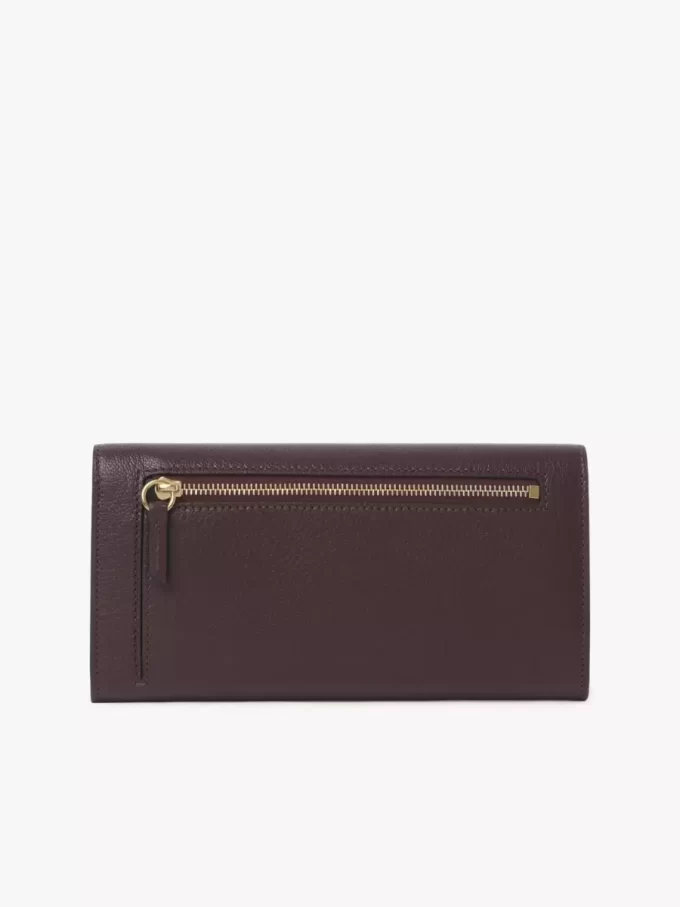 Envelope long wallet with flap in grained leather