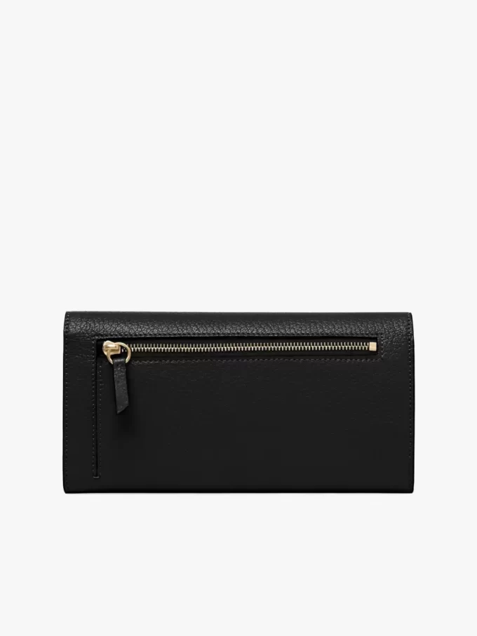 Envelope long wallet with flap in grained leather