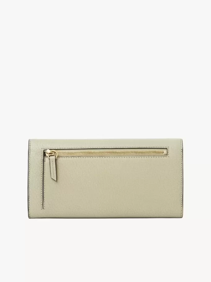 Envelope long wallet with flap in grained leather