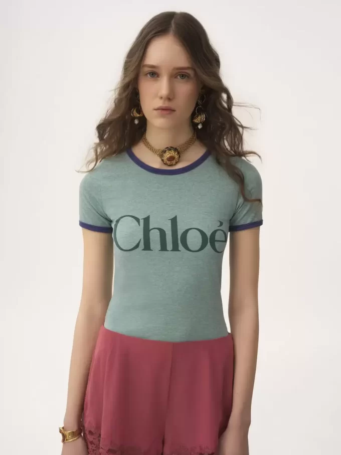 Fitted logo T-shirt in cotton-mix jersey Fitted logo T-shirt in cotton-mix jersey