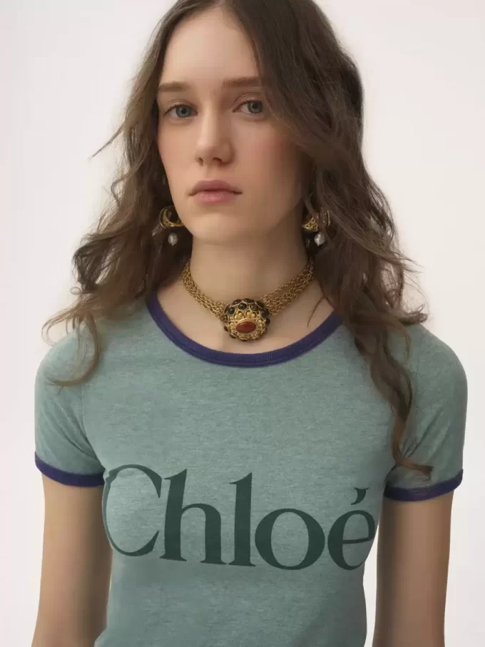 Fitted logo T-shirt in cotton-mix jersey Fitted logo T-shirt in cotton-mix jersey