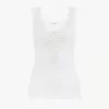 Fitted tank top in cotton jersey & guipure
