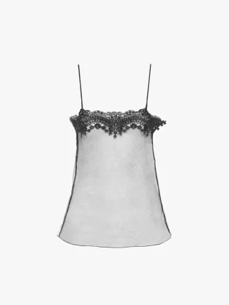 Fitted tank top in embroidered lace