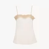 Fitted tank top in embroidered lace