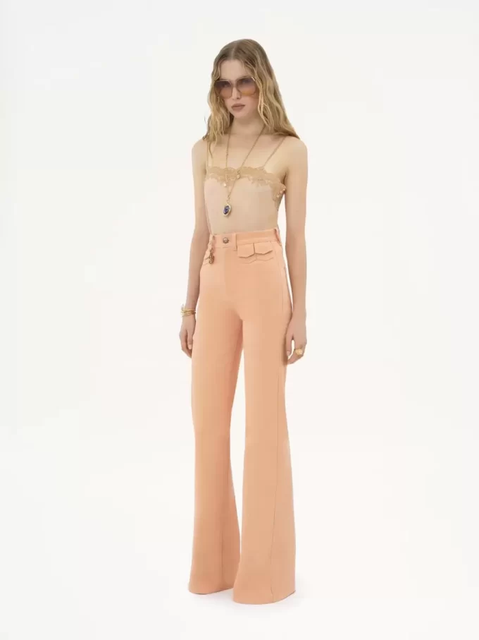 Fitted tank top in embroidered lace