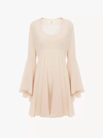 Flared mini dress in silk georgette