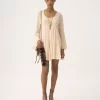 Flared mini dress in silk georgette