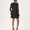 Flared mini dress in silk mousseline