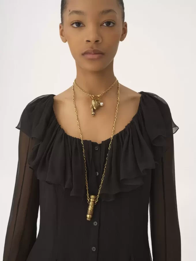 Flared mini dress in silk mousseline