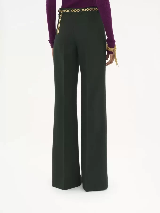 Flared tailored pants in wool crêpe