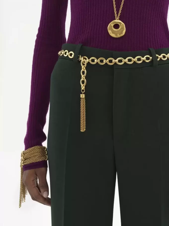 Flared tailored pants in wool crêpe
