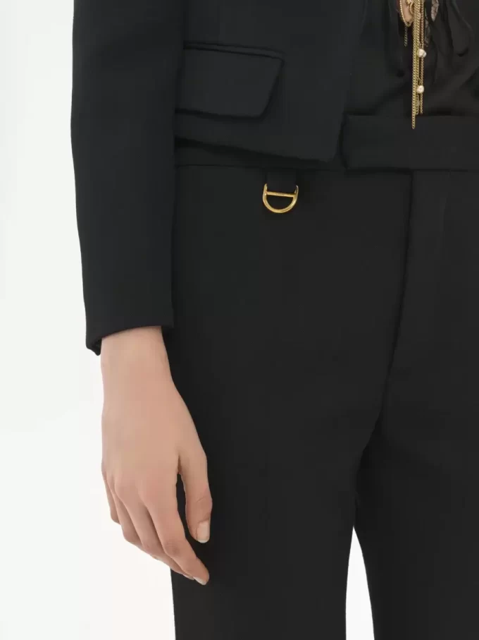 Flared tailored pants in wool gabardine