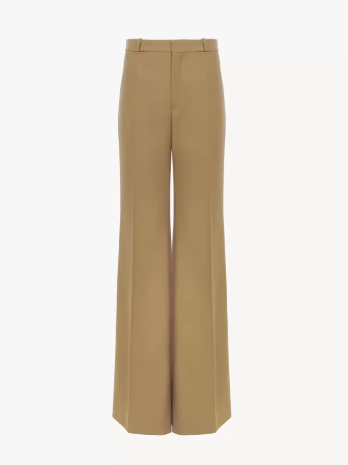 Flared tailored pants in wool grain de poudre