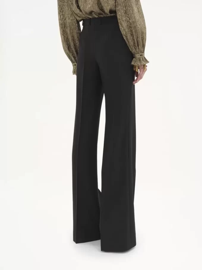 Flared tailored pants in wool grain de poudre