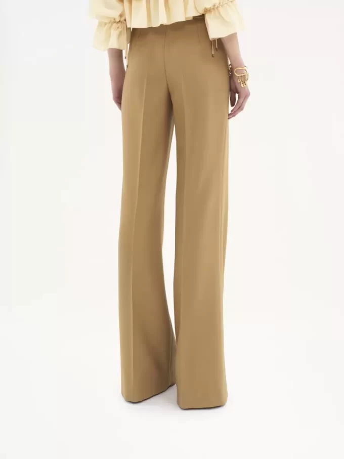 Flared tailored pants in wool grain de poudre