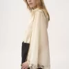 Fluid blouse in silk georgette & lace