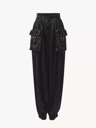 Fluid cargo pants in silk satin