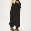 Fluid cargo pants in silk satin