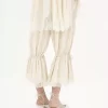 Fluid cropped pants in washed silk pongé & lace