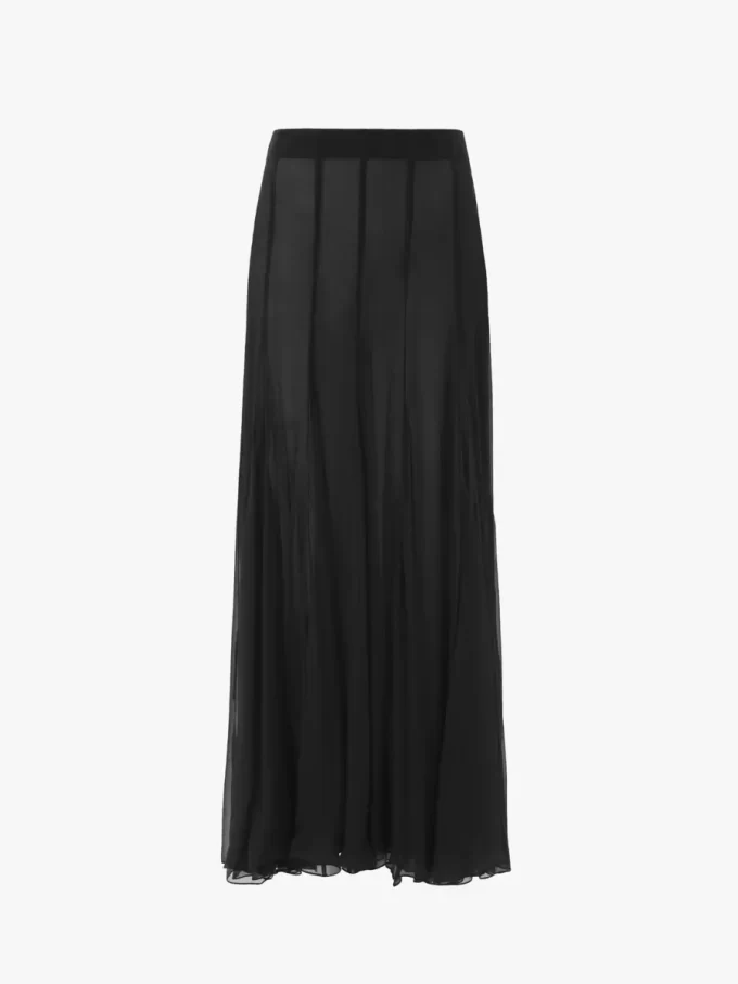 Fluid maxi skirt in silk mousseline