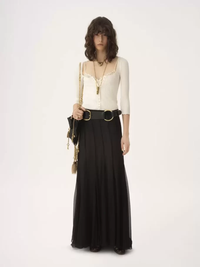 Fluid maxi skirt in silk mousseline
