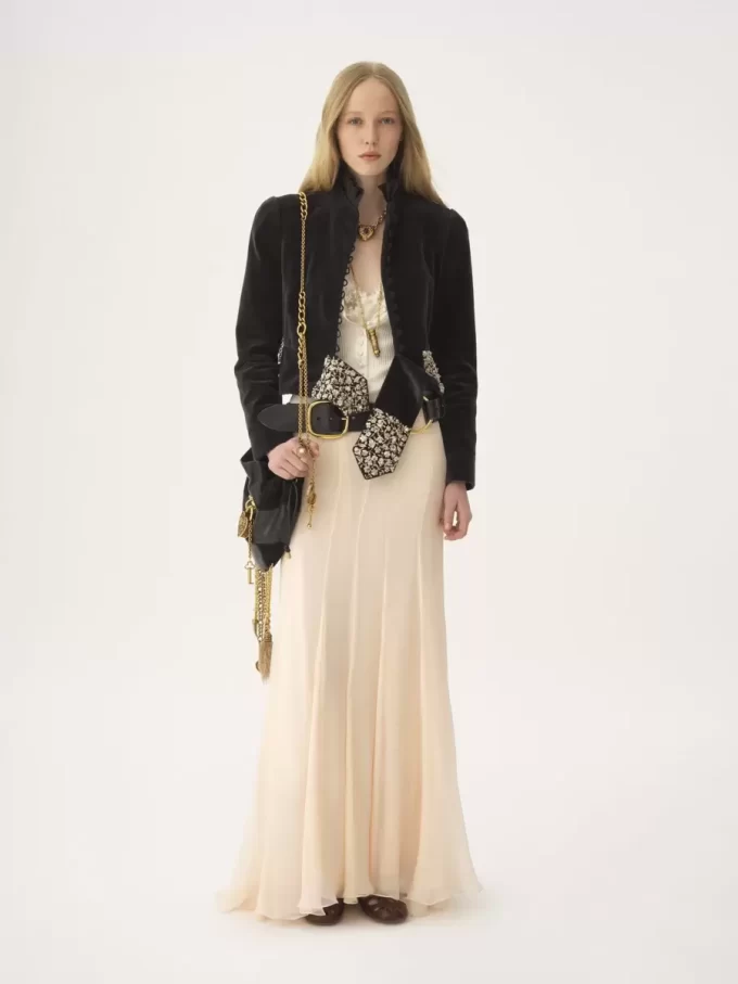 Fluid maxi skirt in silk mousseline