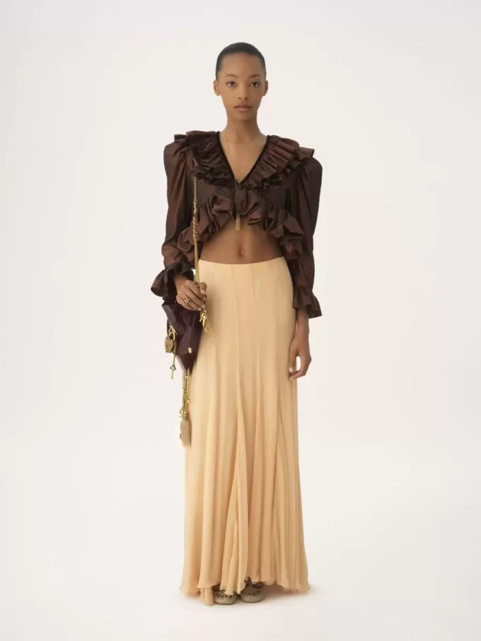 Fluid maxi skirt in silk mousseline