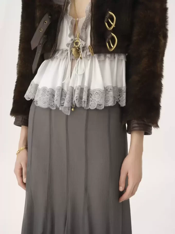 Fluid maxi skirt in silk mousseline