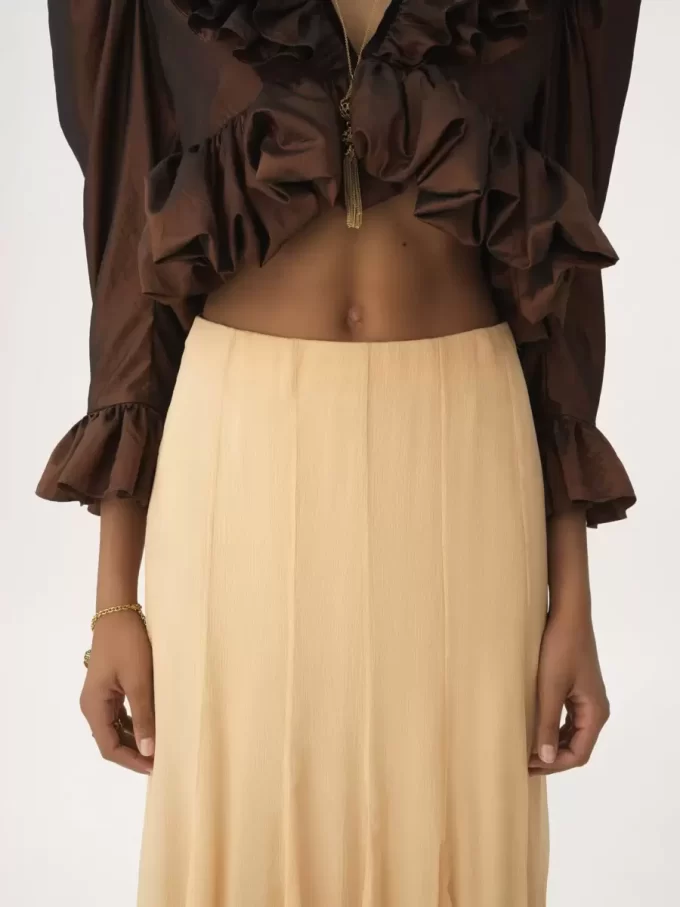 Fluid maxi skirt in silk mousseline