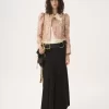 Fluid maxi skirt in washed silk satin