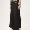 Fluid maxi skirt in washed silk satin